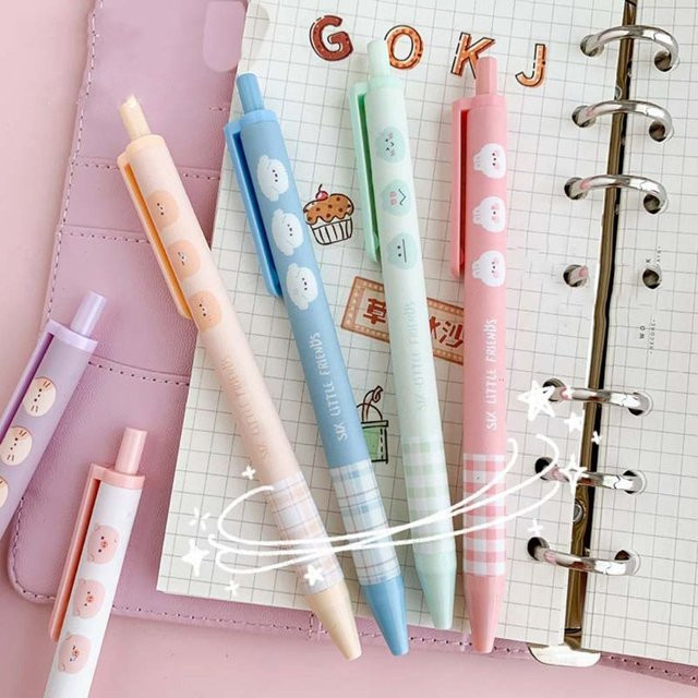 6er Set Gelstifte mit 0,5 mm Spitze und schwarzer Tinte für Schule und Büro - Bild 1