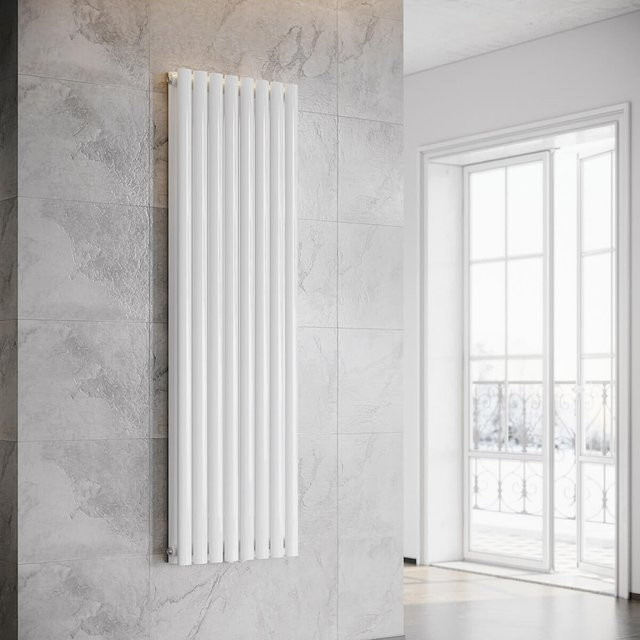 SONNI Design Röhren Heizkörper Oval Paneelheizkörper Vertikal, Doppellagig, Weiß, Höhe: 160 cm, Breite: 47,2 cm, Mittelanschluss - Bild 1