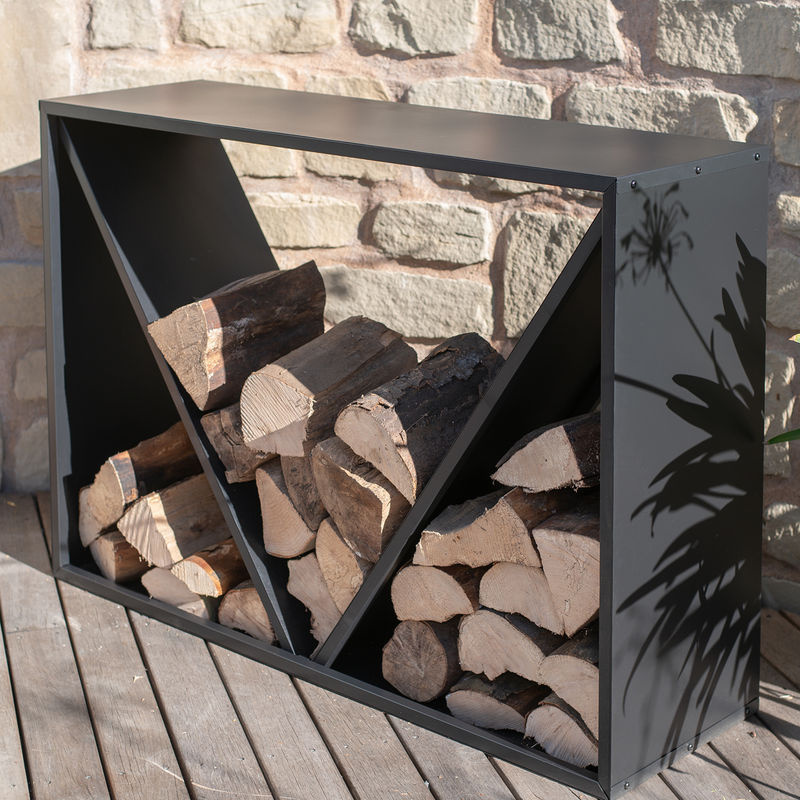 Westmann modernes Kaminholzregal aus Stahl in Schwarz, B/T/H: 114,5 x 35 x 80 cm - Bild 3