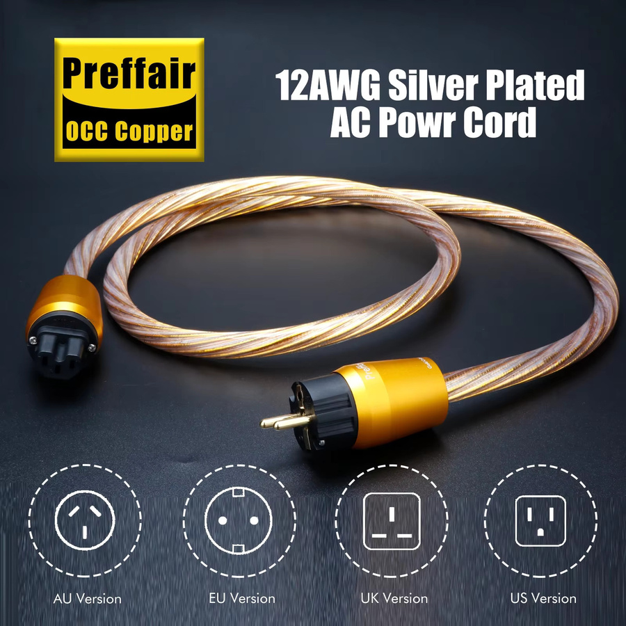 Preffair Audiophiles Stromkabel mit Gold OCC und versilberten Leitern 12AWG für Verstärker IEC 320 C15 - Bild 3