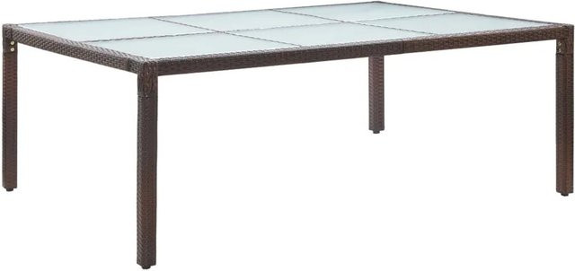 Furnicato Garten-Esstisch aus braunem PE-Rattan mit Glasplatte, B/T/H: 200 x 150 x 74 cm - Bild 1