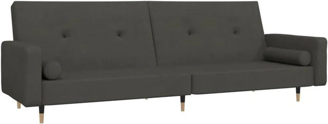 vidaXL Schlafsofa 2-Sitzer Click-Clack mit 2 Kissen, Dunkelgrau Samt - Bild 1
