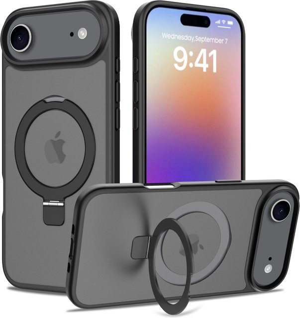 kumonkey Handyhülle für iPhone 17 Air mit integriertem Ständer, MagSafe kompatibel, stoßfest und schlank, transparent blau - Bild 1