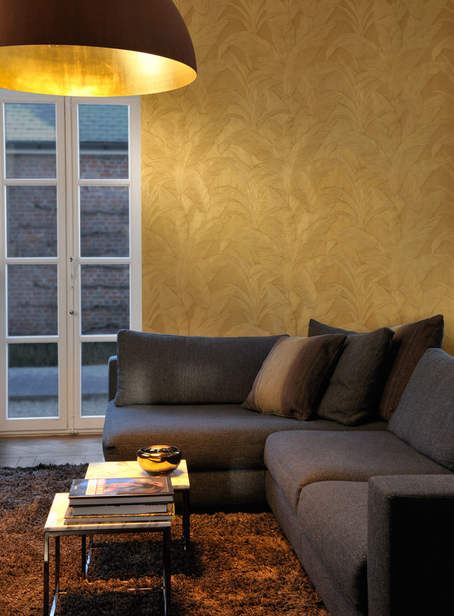 Arte International Tapete Musa Gold mit floralem Botanical-Design - Bild 2