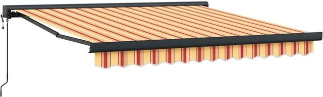 vidaXL Einziehbare Markise mit Motor in Gelb und Weiß aus Polyester und Aluminium B/T/H: 3,5 x 2,5 m - Bild 1