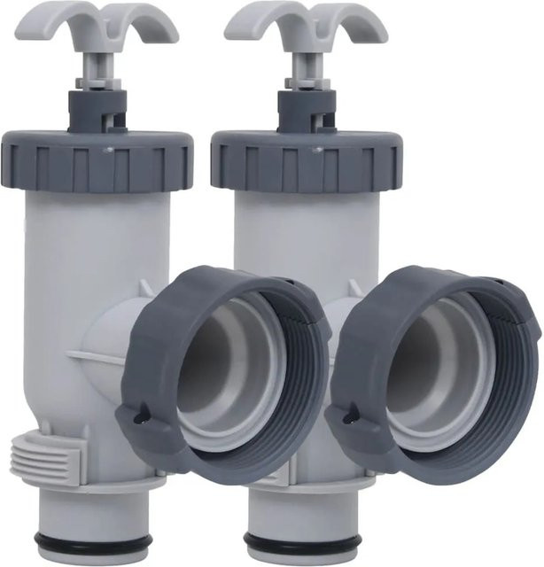 vidaXL Pool Kolbenventil Set aus Kunststoff in Grau, 2 Stück, Durchmesser: 38 mm - Bild 1
