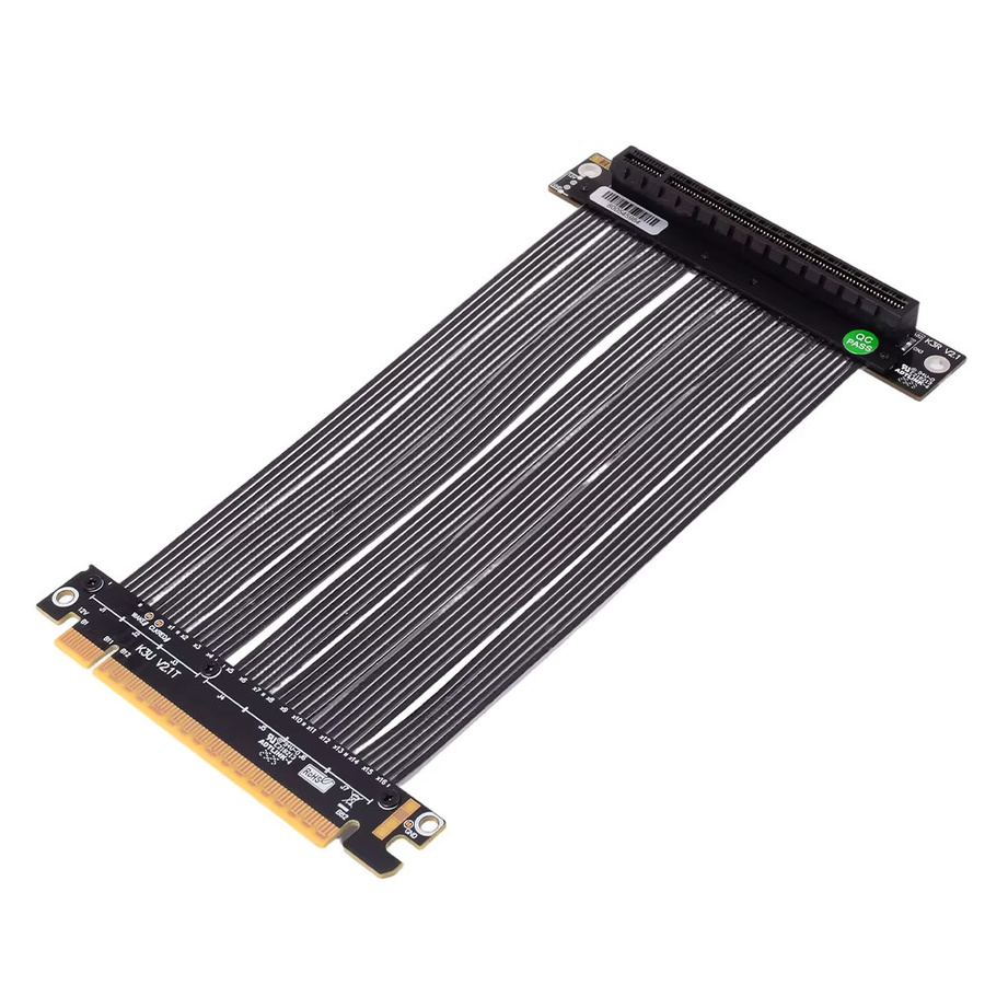 ADT-Link GPU-Verlängerungskabel PCIe 5.0 Gen5 x16 Riser-Adapter K33UR-BK Schwarz 512 Gbit/s High Speed für NVIDIA RTX50 und AMD RX90xx Server - Bild 4