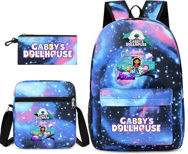 3-teiliges Schulrucksack-Set für Schüler aus Oxford-Stoff mit Schultasche, Schultergurt und Federmäppchen in Multicolour - Bild 1