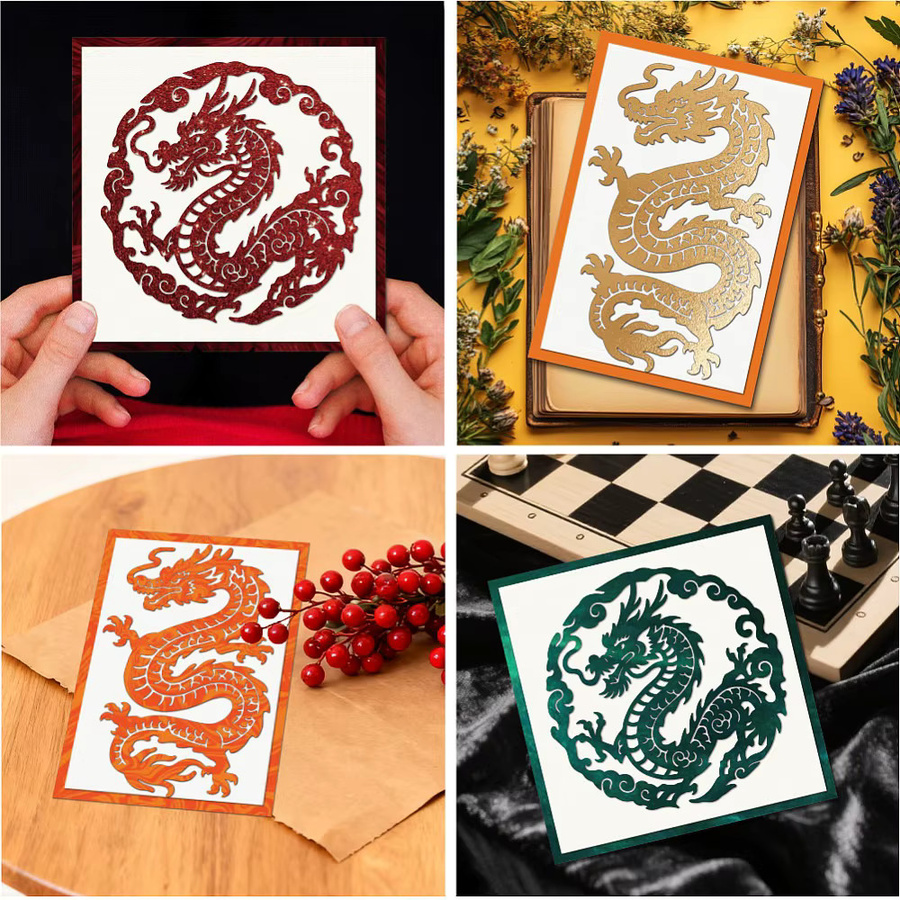 Dragon Carbon Steel Stanzformen Schablonen für DIY Scrapbooking und Fotoalben zur dekorativen Prägung von Papierkarten B/H: 110 x 100 x 0,8 mm - Bild 2