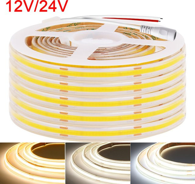 RAZEND Wasserdichtes COB-LED-Streifenlicht IP67 mit 320 LEDs/m, 12 V, CCT Farbtemperatur wählbar, flexibles LED-Band für lineare Beleuchtung - Bild 1