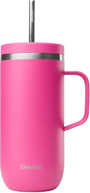 Isolierbecher aus Edelstahl mit Griff von Qwetch in Pink, 0,335 l - Bild 1
