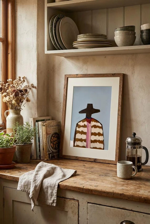 Minimalistisches Paper Poster von SHENCHEN mit abstraktem Cowboy-Druck in Beige und Western-Folk-Grafik - Bild 5