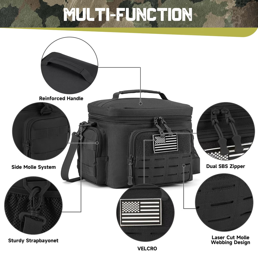 ReFire Gear Taktische Thermo-Kühltasche in Schwarz, isolierte und auslaufsichere Lunchbox für Camping und Outdoor - Bild 3