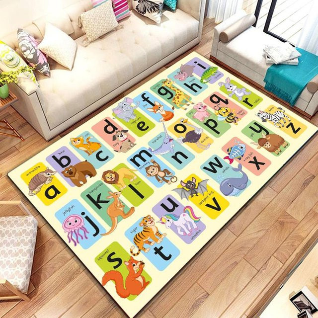 HAISILK MOON Kinder Spielteppich mit Alphabet-Cartoon-Design, Waschbarer Spielmatten-Teppich für Kinderzimmer, Wohnzimmer oder Schlafzimmer, Mehrfarbig, B: 60 cm, T: 40 cm - Bild 1