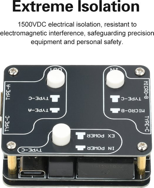 Gaqqee U8Pro USB 2.0 Isolator Hochgeschwindigkeits-Isolationsmodul 480Mbps Audio-Rauschfilter mit 1500VDC Schutz in Schwarz - Bild 1