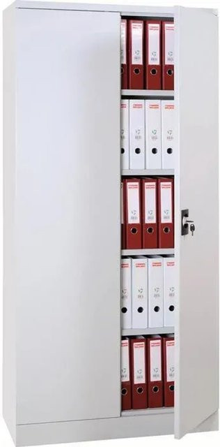 PROREGAL Flügeltürenschrank Badger mit 4 Fachböden in Grau Lackiert, H x B x T: 195 x 92 x 42 cm - Bild 1