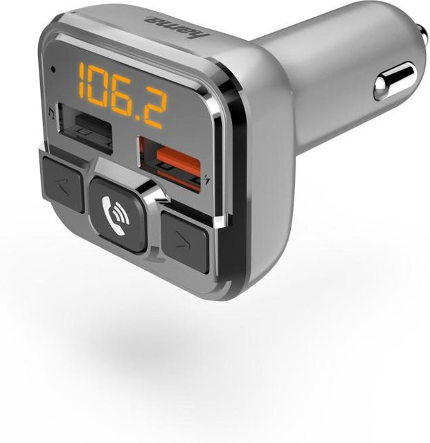 Hama FM-Transmitter mit Bluetooth und Freisprechfunktion sowie Ladegerät in Silber - Bild 1