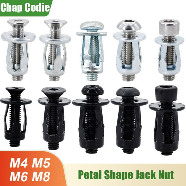 Chap Codie Nietmuttern Set aus Stahl in Schwarz und Silber, M4 M5 M6 M8 Sechskant Kreuzschlitzschrauben und Molly Jack Mutter Blütenblattform für Metallbefestigungen - Bild 1