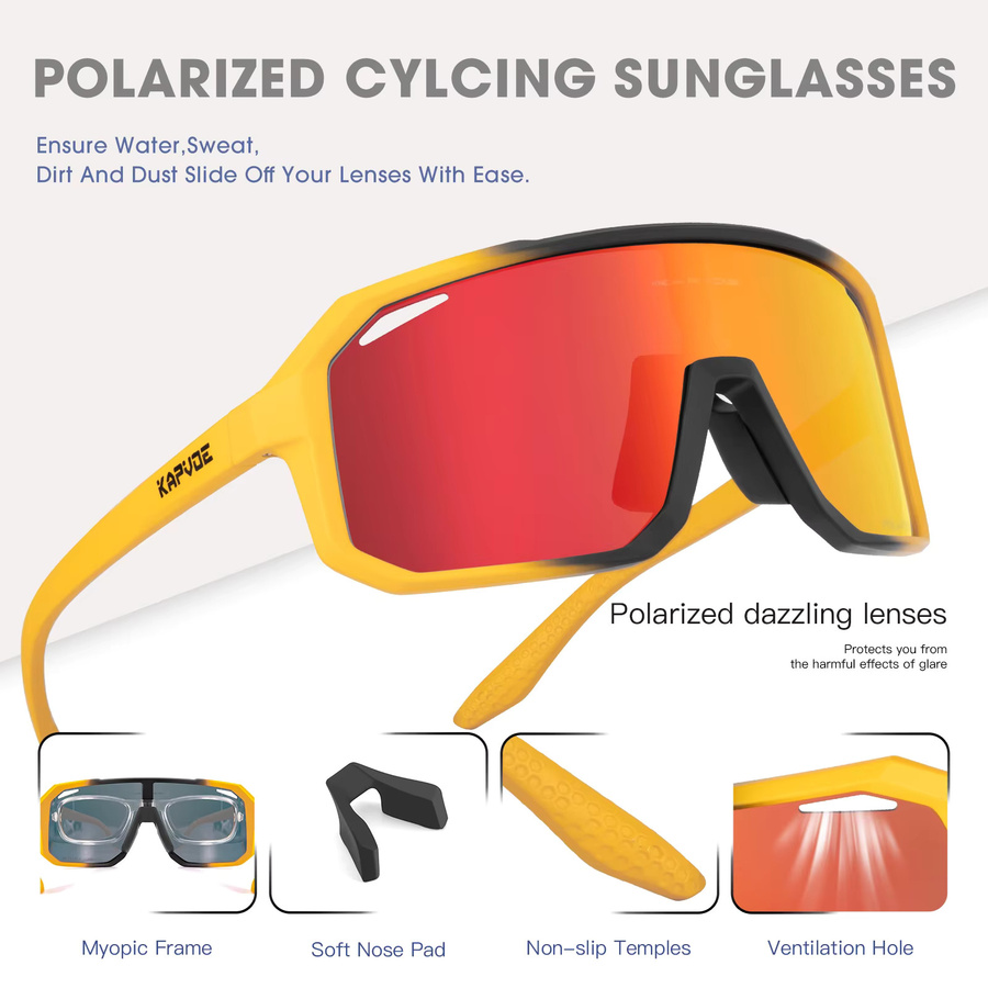 Kapvoe Sportsonnenbrille, Herren, Vollrand, Kunststoff, polarisiert - Bild 4