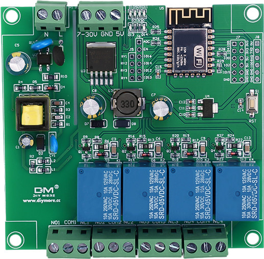 diymore ESP8266 Drahtloses 4-Kanal WIFI Relais Modul ESP-12F Entwicklung Board mit E-WeLink App Fernsteuerung in Weiß und Grün - Bild 1