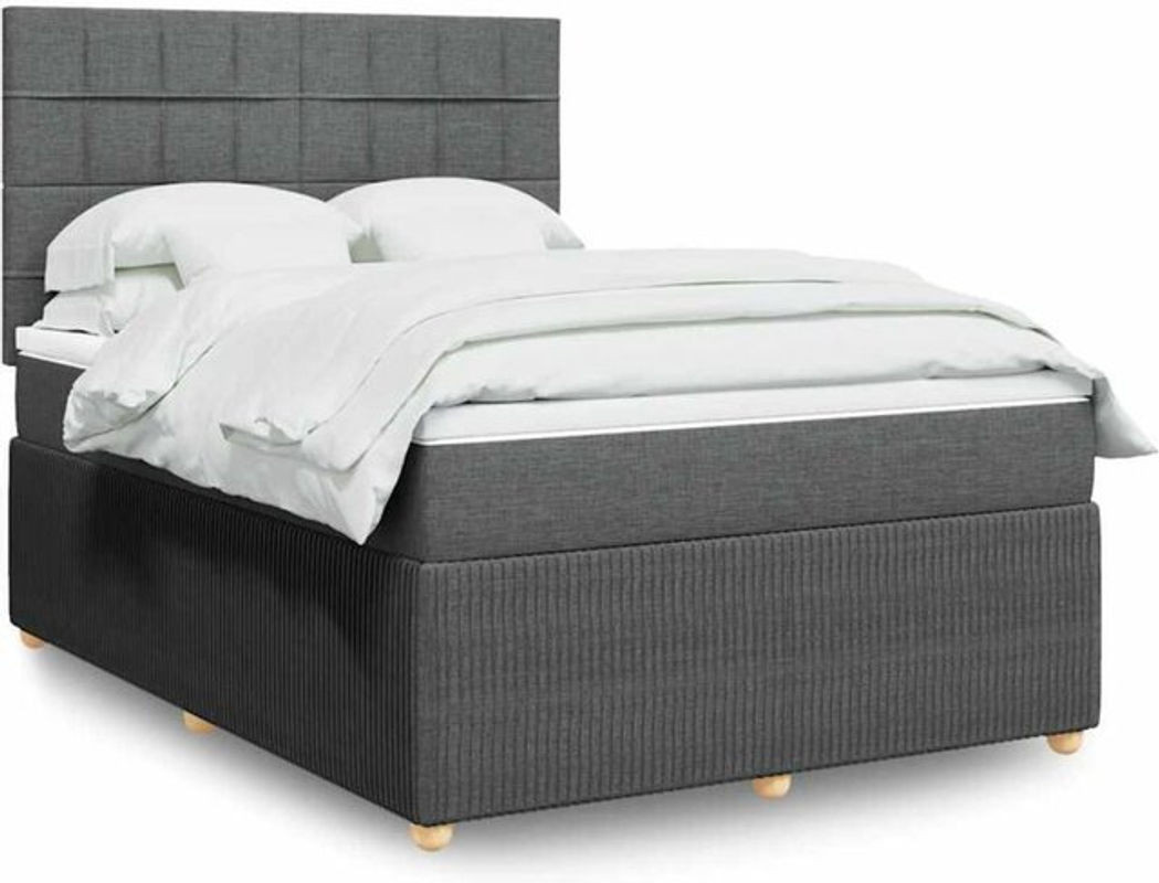 vidaxl Boxspringbett mit Matratze in Grau aus Stoff, B/T/H: 140 x 200 cm - Bild 1