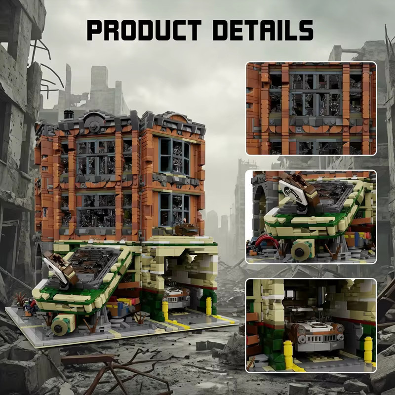 Barweer Doomsday Corner Garage House Klemmbausteine Set mit 3325 Teilen, Modulares Architektur-Modell mit 8 Figuren, Mehrfarbig - Bild 3