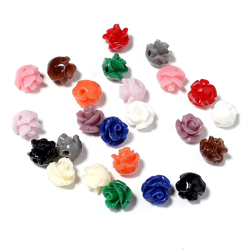louleur Perlen Harz Korallen Blume, 7mm, Bunt, Unisex - Bild 2