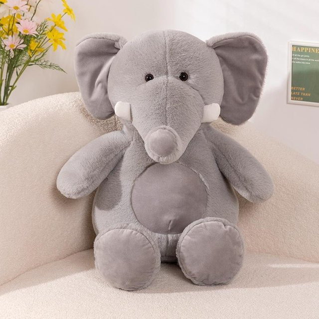 Graue Elefantenpuppe Plüschtier, Stoffpuppe, 65cm - Bild 1
