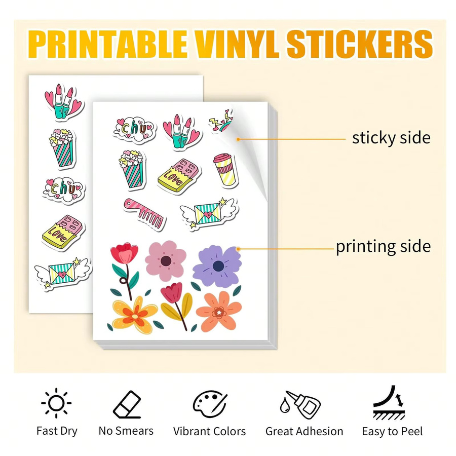 ESHANG Vinyl-Aufkleberpapier A4 für Tintenstrahldrucker, hochmatt und selbstklebend, Weiß - Bild 2