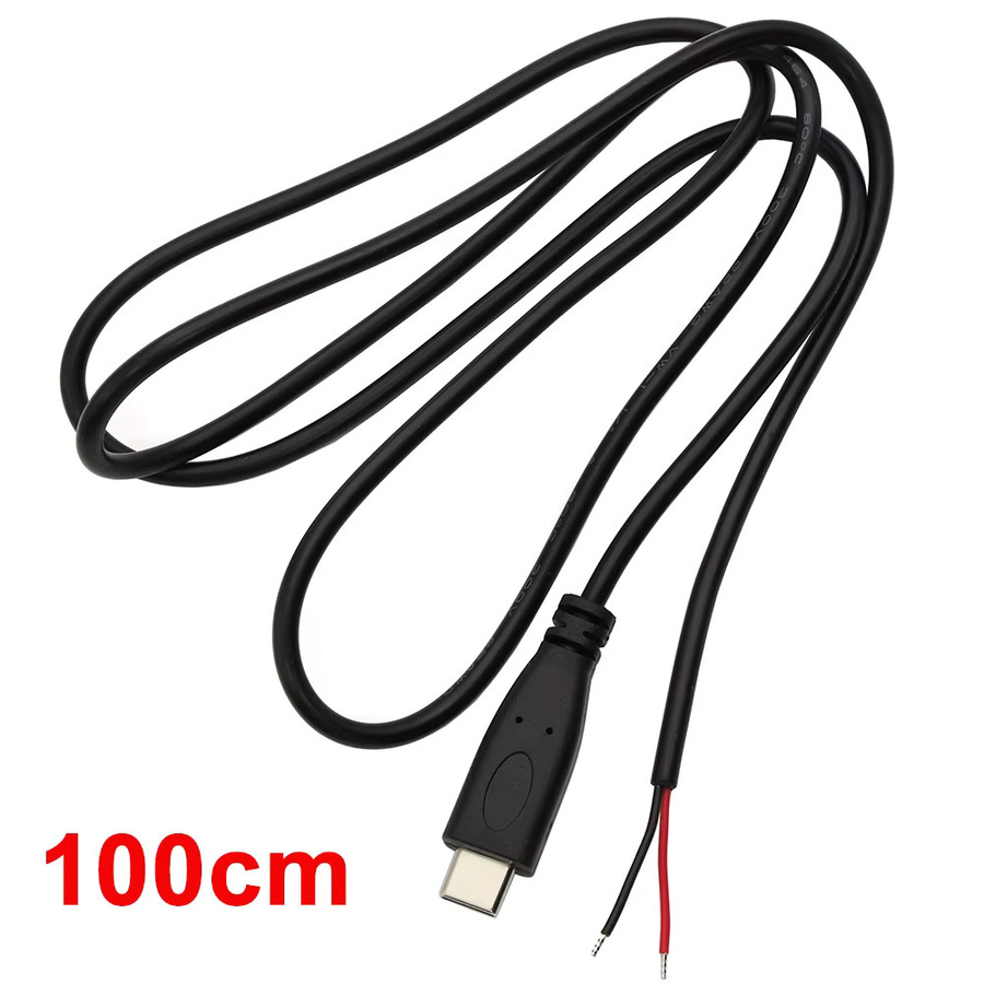 HBXINTAO USB C auf 2-poliges blankes Draht Stromkabel für DIY-Reparaturen, Schwarz, 1 m - Bild 2