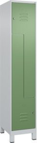 C+P Z-Spind Classic PLUS mit 2 Fächern, Füße, Zylinderschlösser und Garderobenstange, Farbe: Grau/Grün, H x B x T: 195 x 40 x 50 cm - Bild 1