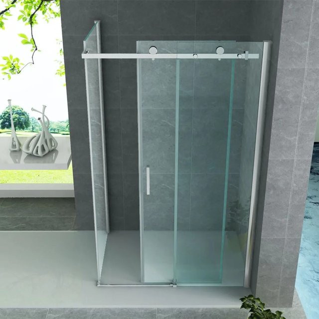 Aloni Duschkabine mit Schiebetüren aus Glas in Transparent, B/T/H: 80 x 120 x 195 cm - Bild 1