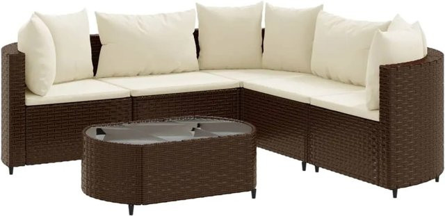vidaXL 6-tlg Garten-Sofagarnitur aus braunem Poly-Rattan mit Kissen Modell 18 - Bild 1