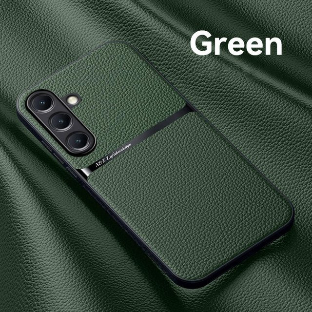 Ultra-dünne Leder Handyhülle mit Magnetfunktion für Samsung Galaxy A54 5G A53 A52 A35 A25 A15 A16 A36 A56 A37 A57 in Grün Matt - Bild 1