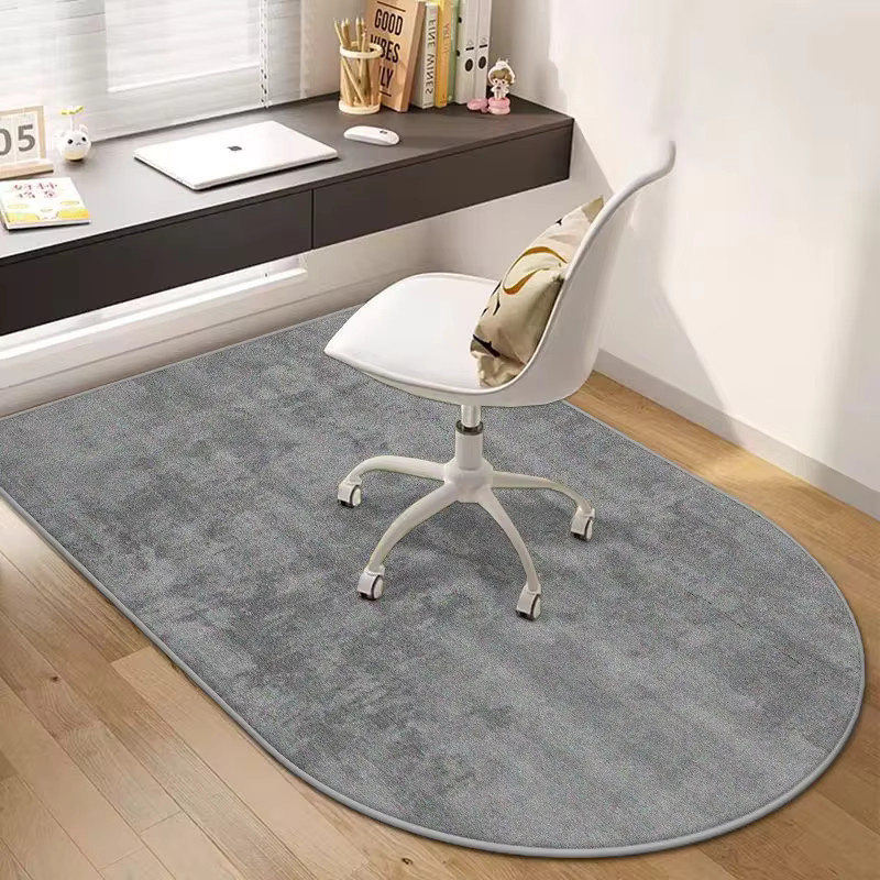 VIKAMA Minimalistischer Teppich in Oval, Rutschfeste Bodenmatte für Wohnzimmer, Badezimmer und Home Office - Bild 1