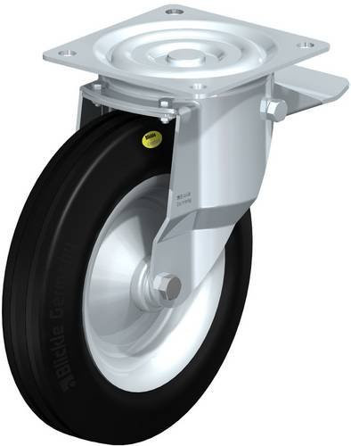 Blickle Lenkrolle 50658 L-RD 282R-ST mit Feststeller in Schwarz und Silber, Rad-Durchmesser: 280 mm, Tragfähigkeit: 600 kg - Bild 1