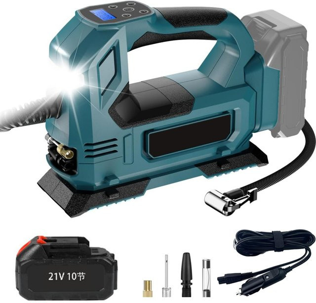 Makita Kabelloser Reifenfüller Luftkompressor mit LED-Licht, Tragbare Elektrische Luftpumpe, Blau, Kompatibel mit Makita 18V Akku-Werkzeug - Bild 1