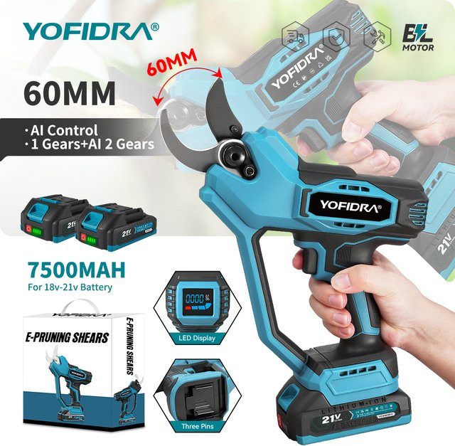 Yofidra Bürstenlose Elektrische Schere mit automatischer Geschwindigkeitsregelung in Blau, Astschere Schneidwerkzeug-Set kompatibel mit Makita LXT Akku - Bild 1