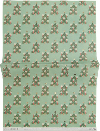 Rico Design Paper Patch Bastelpapier mit Tannenbaum-Motiv in Grün und Gold