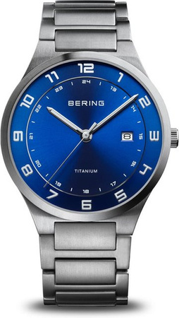 Bering Herrenuhr Titanium, Quarz, Blau, 39 mm, 10 ATM
