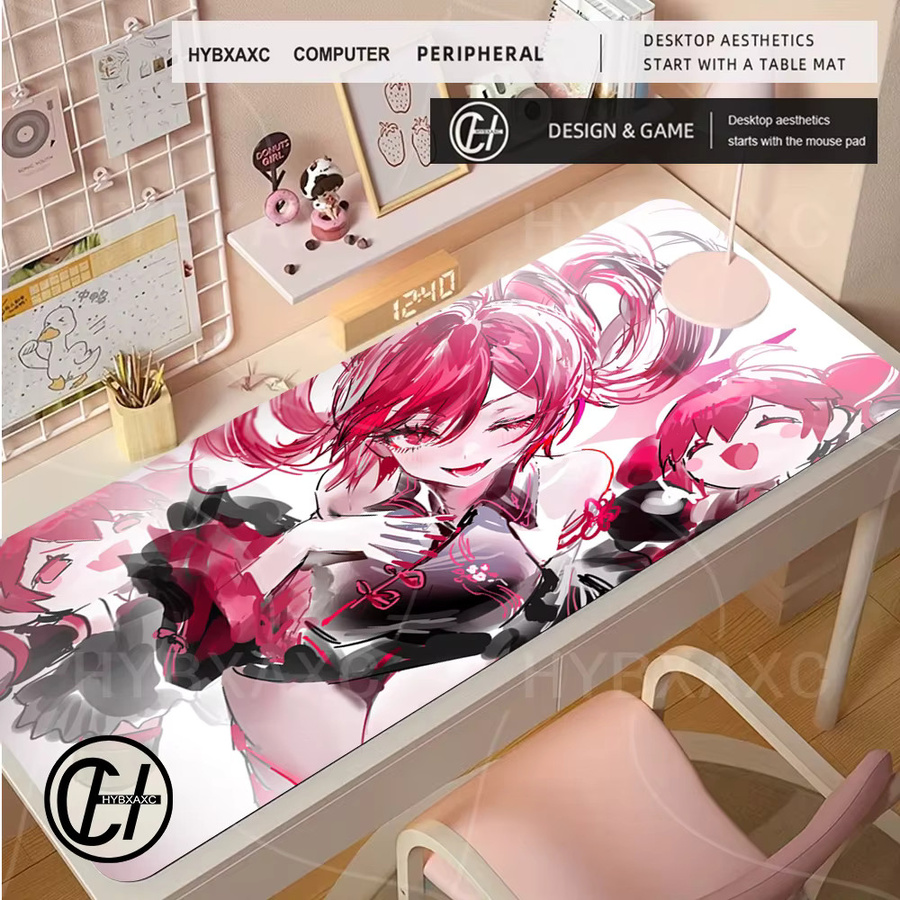 HYBXAXC Anime Kasane Teto Mauspad Multicolor, rutschfeste Schreibtischmatte für E-Sport und Gaming, B/T: 90 x 40 cm, Höhe: 0,3 cm - Bild 2