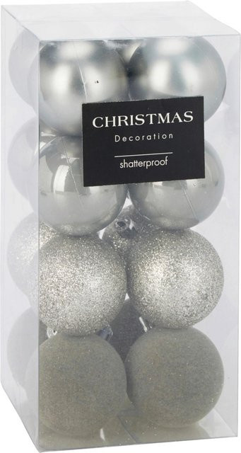 Mömax Christbaumkugel-Set Romy in Silber, 16-teilig, runde Kunststoff-Baumschmuckkugeln - Bild 1