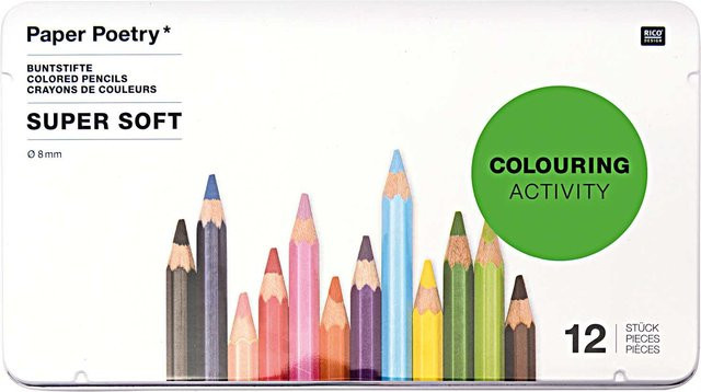 Rico Design Paper Poetry Buntstifte Super Soft im Metalletui, 12 Stück, Multicolored - Bild 1