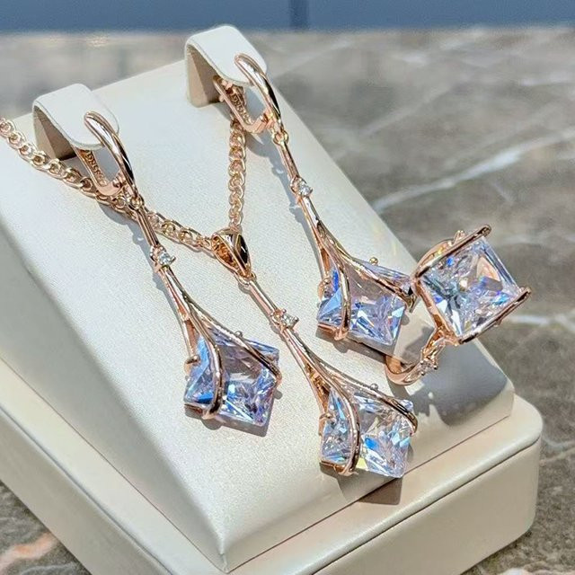 Kinel Schmuck-Set, 585 Gold, Roségold, Zirkonia, Damen, Vintage - Bild 1