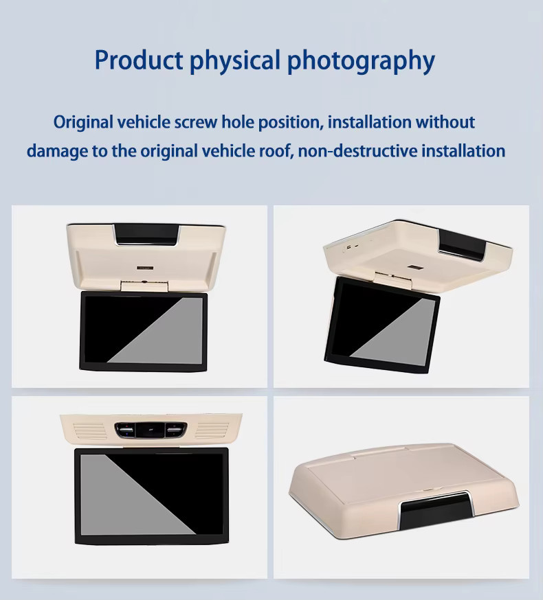 NAVIRIDER Multimedia Deckenmonitor für Mercedes Benz V-Klasse V260 V260L mit Android 12, 13,3 Zoll, Farbe: Beige, Auflösung 1920x1080, Video Player mit Spiegel Link und Fernbedienung - Bild 2