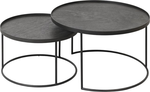 Ethnicraft Tray Couchtisch 2er Set Schwarz mit Nested Tops - Bild 1