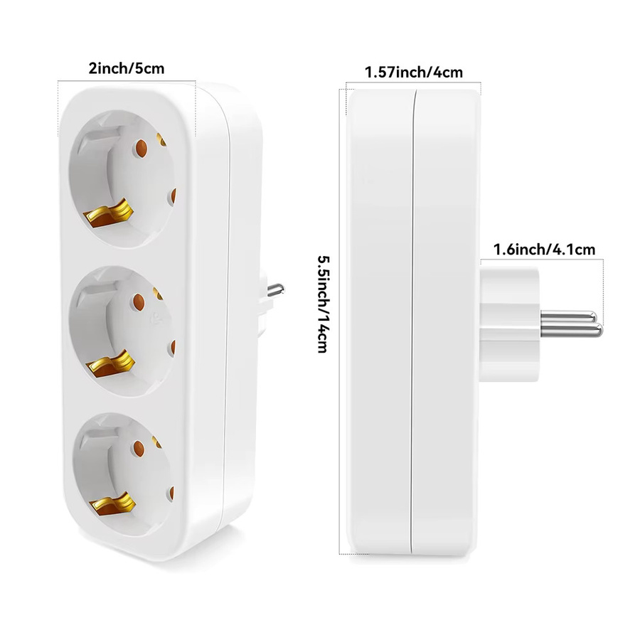 CILIA Dreifach-Schuko-Adaptersteckdose in Weiß, platzsparende Mehrfachsteckdose ohne Kabel, 3680W Max 250V/16A - Bild 2
