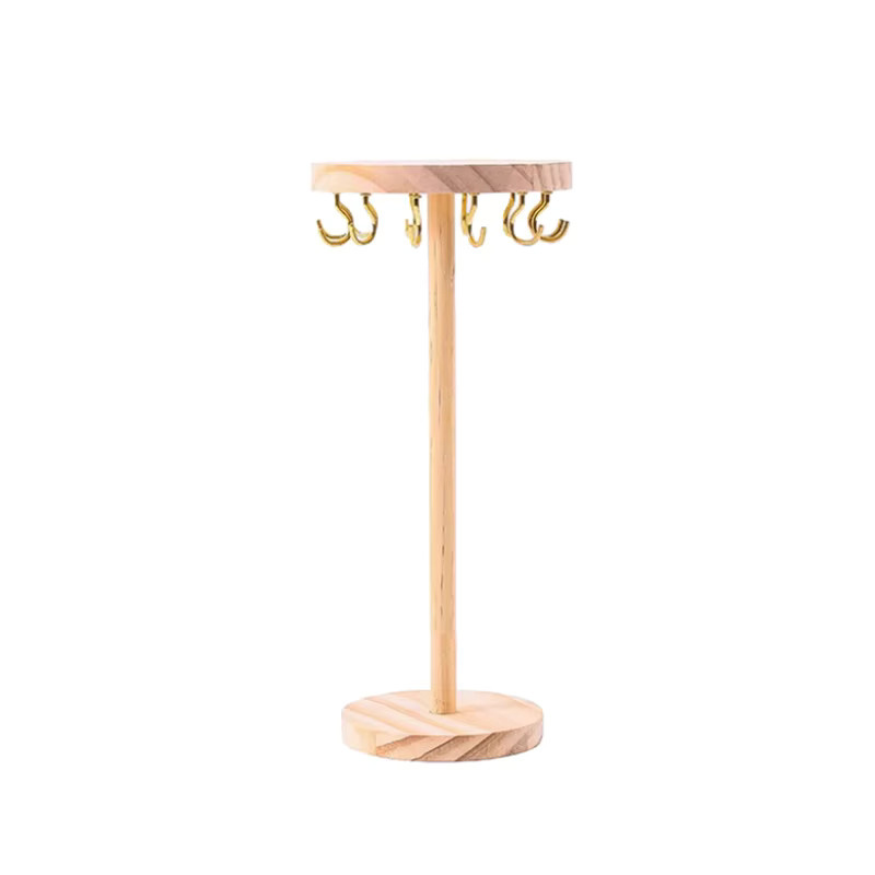 Velishy Schmuckständer aus Holz in Braun mit 12 Metallhaken, Halskettenhalter und Organizer für die Präsentation deiner Halsketten, Höhe: 39,0 cm, Breite: 12,0 cm - Bild 3