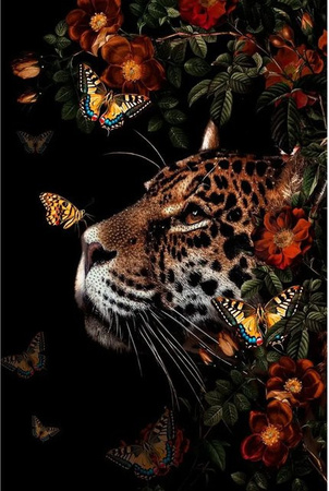 Art Universe Glasbild Glitzernder Leo Motiv Wandbild Mehrfarbig B: 80 cm, H: 120 cm
