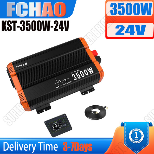 FCHAO Wechselrichter 3500 Watt 24V DC zu 220V/230V AC Reiner Sinuswellen-Wechselrichter mit EU-Stecker für Wohnmobile und Outdoor-Reisen - Bild 1